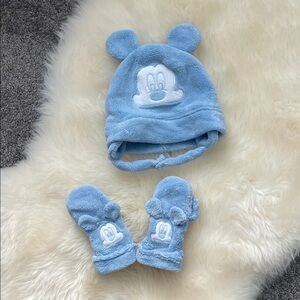 Disney Blue Character Hat and Mittens Set